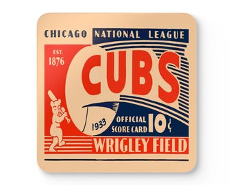 1933 Vintage Chicago Cubs Baseball - Corkwood Coaster Set