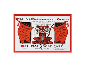 1909 Vintage Detroit Tigers - Pittsburgh Pirates World Series Scorecard Cover- 36 x 24 Outdoor Rug