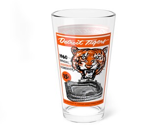 Mixing Glass, 16oz - 1960 Baseball Detroit Tigers, Vintage Sports Barware, Baseball Fan Gift, Retro Glassware, Sports Memorabilia Decor,