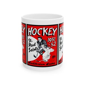 Vintage 1951 St Paul Saints Hockey Ceramic Mug, Sport Lover Gift, Hockey Fan Cup, Hockey Team Spirit, Hockey Coach Gift, Hockey Player