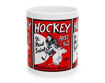 Vintage 1951 St Paul Saints Hockey Ceramic Mug, Sport Lover Gift, Hockey Fan Cup, Hockey Team Spirit, Hockey Coach Gift, Hockey Player