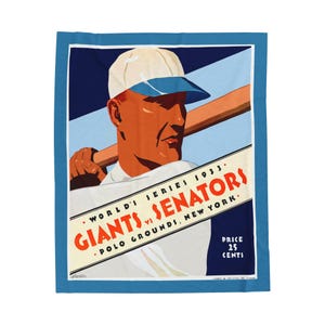 Throw Blanket, Vintage 1933 World Series Baseball New York Giants Washington Senators, Home Decor, Gift for Baseball Fans, Sports Lover