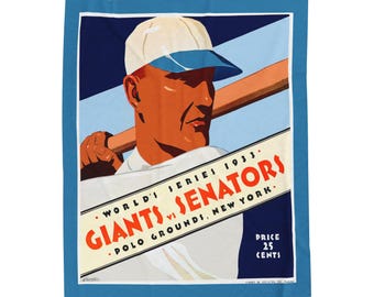 Throw Blanket, Vintage 1933 World Series Baseball New York Giants Washington Senators, Home Decor, Gift for Baseball Fans, Sports Lover