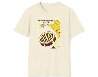 1947-1948 Vintage Chicago Black Hawks Hockey Program Cover -  Softstyle T-Shirt