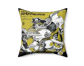 Throw Pillow, 1960 Los Angeles Charges Football Oakland Raiders, Sports Fan Decor, Game Day Gift, Vintage Football Pillow, Home Decor Accent