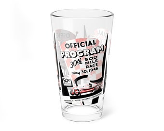 1946 Vintage Indianapolis 500 Racing Program Cover  -  Pint Glass, 16oz