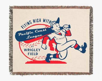 Woven Blanket - Pacific Coast League Baseball - Wrigley Field - Los Angeles, Sports Blanket, Baseball Fan Gift, Stadium Blanket, Home Decor,