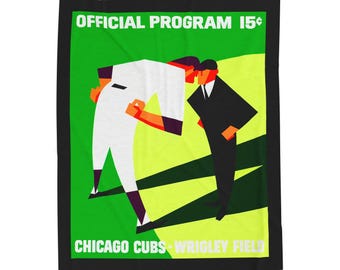 Vintage 1966 Baseball Chicago Cubs Velveteen Blanket, Sports Fan Gift, Home Decor, Cozy Throw, Stadium Memorabilia