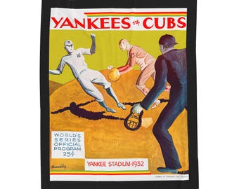 Velveteen Plush Blanket, 1932 Baseball World Series Yankees Cubs - Cozy Throw, Sports Fan Gift, Home Decor, Couch Blanket, Unique Present