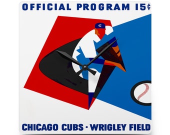 1965 Vintage Chicago Cubs Baseball Program Cover - Acrylic Wall Clock