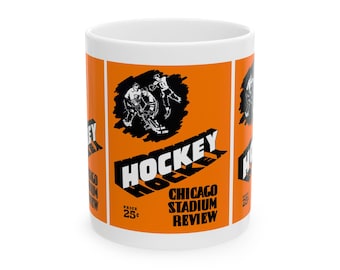 Vintage Chicago Blackhawks Hockey Program Ceramic Mug, 11oz, 15oz - Sports Fan Gift, Hockey Memorabilia, Hockey Collector Item, Hockey Lover
