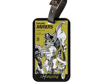 Vintage Football Luggage Tag, 1960 Oakland Raiders-Los Angeles Chargers, Bag Tag, Suitcase Identifier, Travel Accessory, Sports Fan Gift
