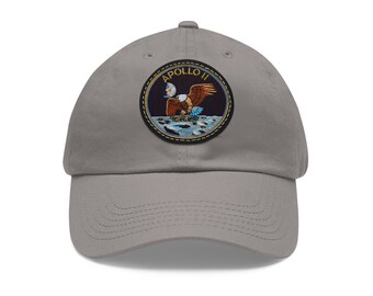 NASA Apollo 11 - Flight Patch - Dad Hat with Leather Patch (Round)