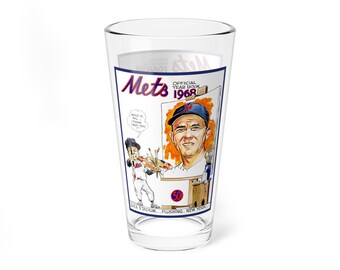 Mixing Glass, 16oz - 1968 New York Mets Baseball - Gil Hodges, Vintage Sports Barware, Gift for Baseball Fans, Sports Memorabilia Decor,