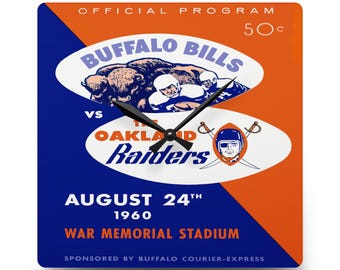 Buffalo Bills Football Wall Clock, Oakland Raiders Fan Gift, Sports Team Decor, Unique Home Accent, Sports Memorabilia, Football Fan Gift