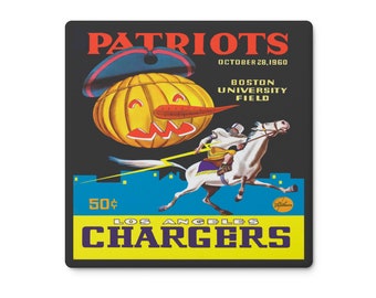 1960 Vintage Los Angeles Chargers - Boston Patriots Football Program Cover - Soapstone Coaster Set (4)