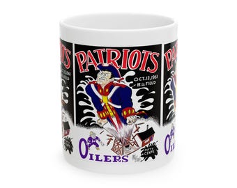 Vintage 1961 Football Boston Patriots Houston Oilers Ceramic Mug, Retro Sports Fan Gift, Football History Coffee Cup, Sports Memorabilia,