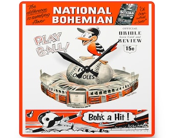 1954 Vintage Baltimore Orioles Baseball Scorebook Cover - Acrylic Wall Clock
