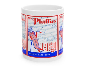 Vintage 1950 Philadelphia Phillies Baseball Ceramic Mug, Sports Fan Gift, Coffee Cup, Baseball Team Memorabilia, Baseball Collector's Item,