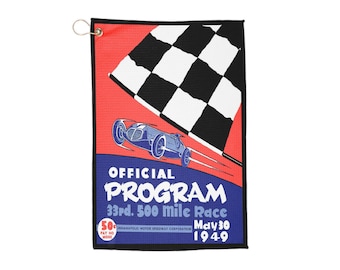 Vintage 1949 Racing Indy 500 Golf Towel, Sports Towel, Golf Accessories, Golf Gift, Golfing Gear, Golf Tournament Prize