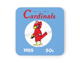 1955 Vintage St Louis Cardinals Yearbook Cover - Corkwood Coaster Set