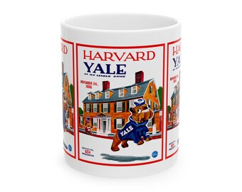 1956 Football Harvard Yale Ceramic Mug, College Sports Team Game Day Drinkware, Gift for Sports Fan, Vintage Athletics Home Decor, Coffee