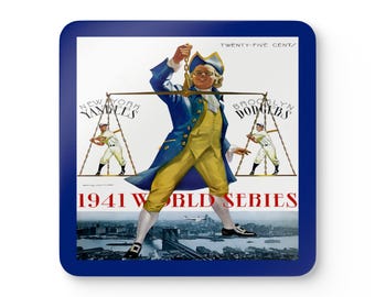 1941 Baseball World Series Brooklyn Dodgers - New York Yankees - Corkwood Coaster Set