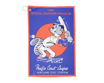 Vintage 1968 Baseball Portland Beavers Golf Towels, Sports Towel, Golf Accessories, Retro Sports Decor, Golf Gift