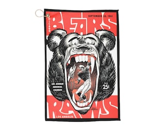 Vintage 1961 Football Bears-Rams Golf Towel - Sports Fan Gift, Retro Golf Accessories, Golfing Gear, Unique Golf Towel, Golf Tournament