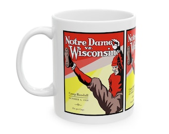 1928 Vintage Wisconsin Badgers - Notre Dame Fighting Irish Football Program Cover - Ceramic Mug, 11oz
