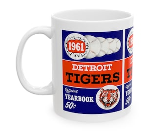 1961 Vintage Detroit Tigers Baseball Yearbook Cover - Ceramic Mug, 11oz