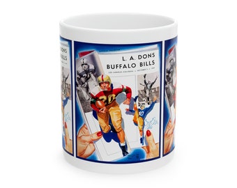 1949 Vintage Los Angeles Dons-Buffalo Bills Football Program Cover - Ceramic Mug, 11oz