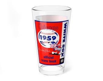 Mixing Glass, 16oz - 1959 Baseball Chicago White Sox, Sports Barware, Unique Gift Idea, Vintage Baseball Decor, Custom Team Glass, Baseball