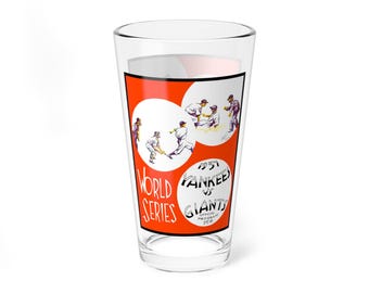 Mixing Glass, 16oz - 1937 Baseball World Series Yankees Giants, Unique Gift for Baseball Fans, Sports Memorabilia Drinkware, Vintage