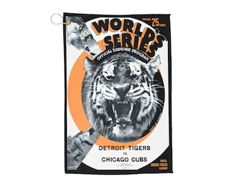 Retro Sports Golf Towels, 1935 Baseball World Series Tigers-Cubs Vintage Design, Golf Accessories, Sports Memorabilia, Golf Gift, Golf