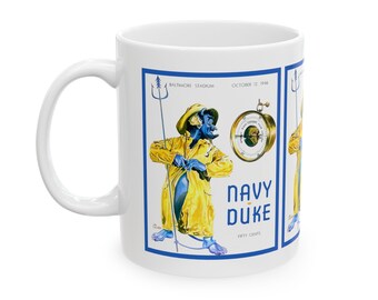 1946 Vintage Navy - Duke Blue Devils - Football Program Cover - Ceramic Mug, 11oz