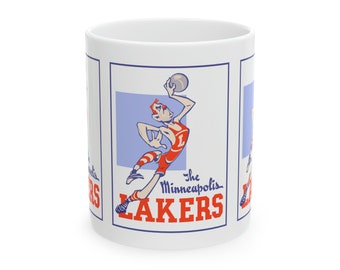 1947- 1948 Vintage Minneapolis Lakers Basketball Press Guide Cover - Ceramic Mug, 11oz