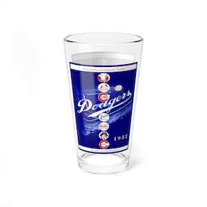 Mixing Glass, 16oz - 1952 Baseball Brooklyn Dodgers Program, Vintage Barware, Unique Cocktail Glass, Baseball Lover Gift, Sports Memorabilia