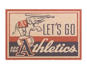 Vintage Baseball Doormat, Retro Sports Entry Mat, 1960s Kansas City Athletics, Gift for Baseball Fan, Home Decor Accent