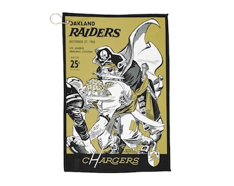 Vintage 1960 Football Oakland Raiders-Los Angeles Chargers Golf Towel - Retro Sports Fan Gift, Golf Accessories, Sports Memorabilia, Unique