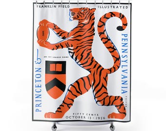 Vintage 1956 Football Pennsylvania vs Princeton Shower Curtains, College Sports Bathroom Decor, Retro Game Fan Gift, Home Decor, Dorm Room