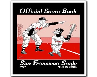 1957 Vintage San Francisco Seals Baseball Scorebook Cover - Magnets