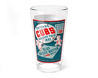 Mixing Glass, 16oz - 1937 Chicago Cubs Baseball Memorabilia Gift for Sports Fans, Vintage Baseball Barware, Father's Day Gift, Baseball