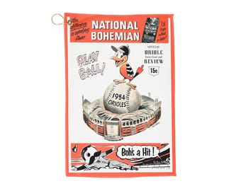 Vintage 1954 Baseball Baltimore Orioles Golf Towels - Sports Fan Gift, Retro Sports Towel, Golf Accessories, Orioles Memorabilia, Golf
