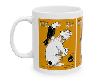 Retro Football Ceramic Mug, 1961 Eagles Bears, Sports Fan Gift, Coffee Cup, Tea Mug, Football Lover Mug, Football