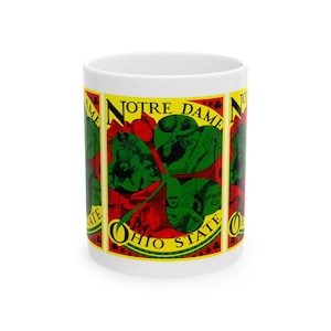 Vintage Ohio State Notre Dame Football Ceramic Mug, Gift for Sports Fans, 11oz Cup, College Football Fan Gift, Home Office Decor, Father&#39;s