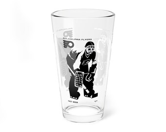 1969-1970 Vintage Philadelphia Flyers Hockey Media Guide Cover -  Pint Glass, 16oz