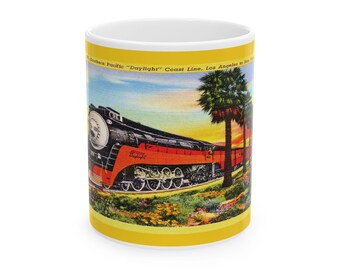 Vintage Southern Pacific Railroad Postcard Ceramic Mug, 11oz, 15oz - Daylight Coastline, Gift for Train Enthusiasts, Railroad