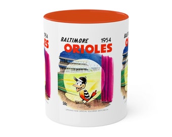 1954 Vintage Baltimore Orioles Sketchbook - Opening Year - Colorful Mugs, 11oz