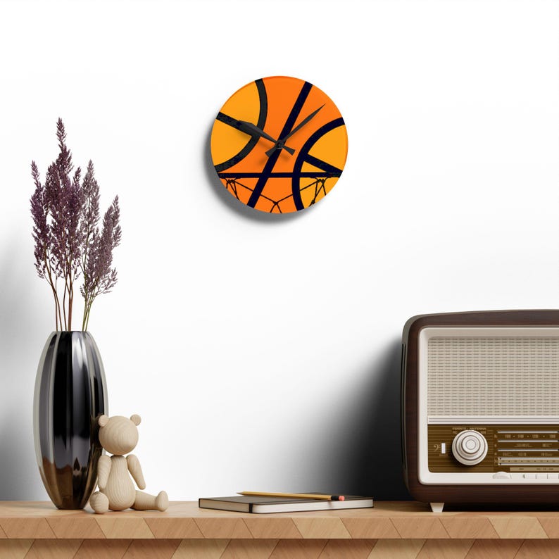 Basketball Wall Clock, Sports Clock, Vintage Clock, Unique Clock ...